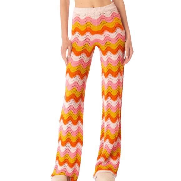 Maaji Paradiso Waves Calliope Pants Crochet Knit Thick Horizontal Stripe S/M NEW - Picture 1 of 9